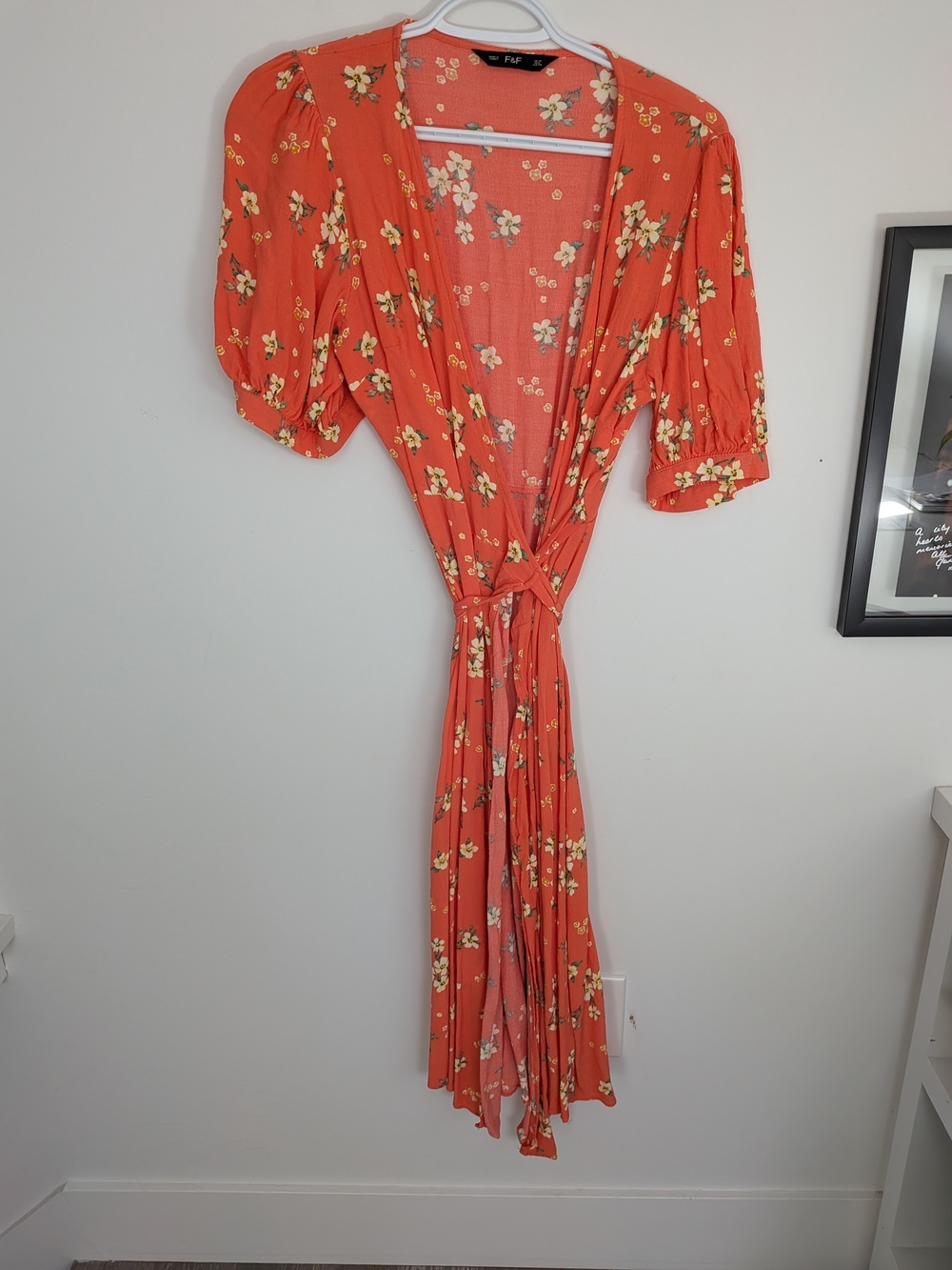 F&F Coral Floral Midi Wrap Dress